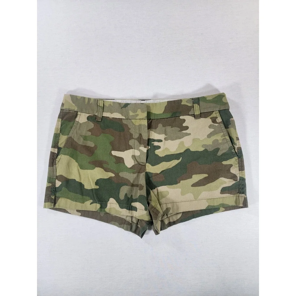J.Crew Chino Shorts Womens 12 Camo Green Cotton Re-Imagined Military Utility
