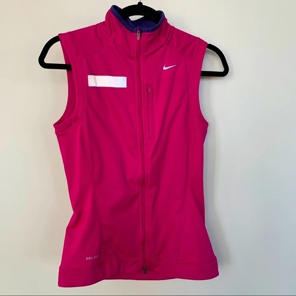 Nike Dark Pink Running Vest With‎ Reflective Strips Size XS