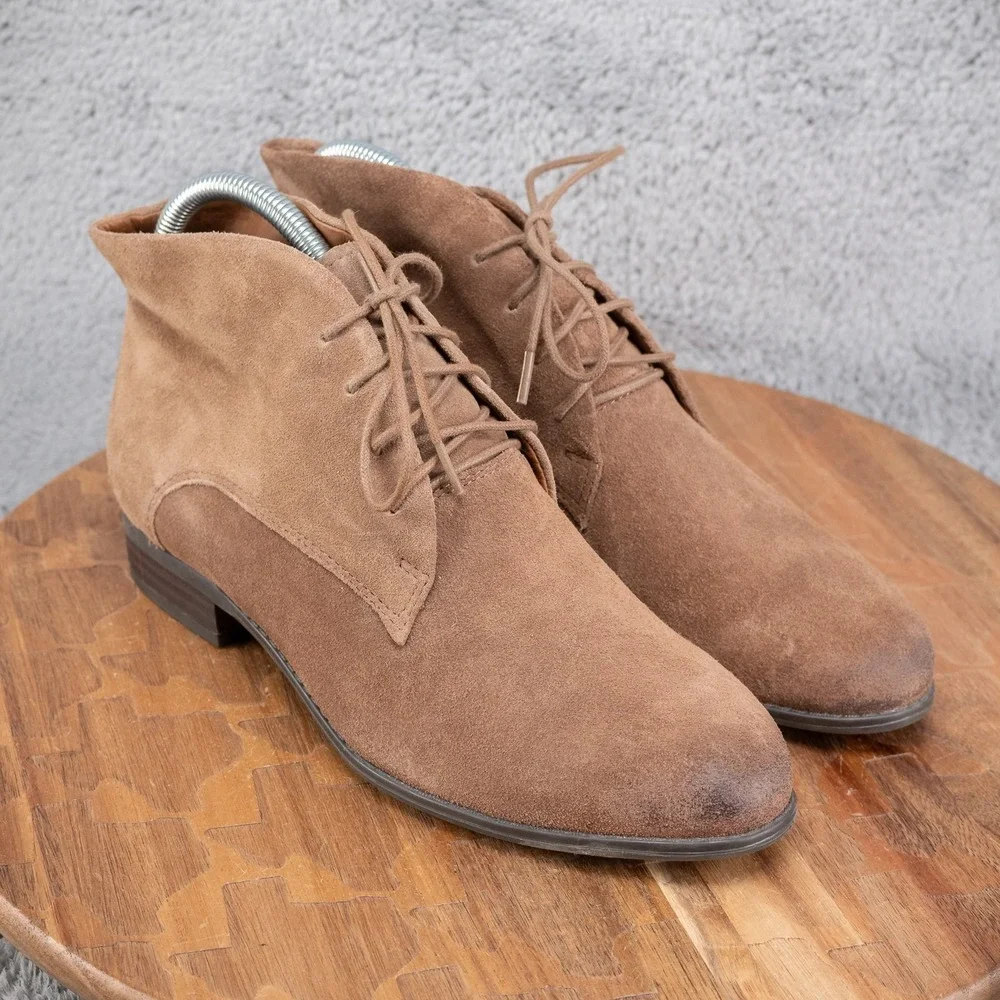 Franco Sarto‎ Taupe Suede Ankle Lace-up Boots Women's Shoes Sz 8 M