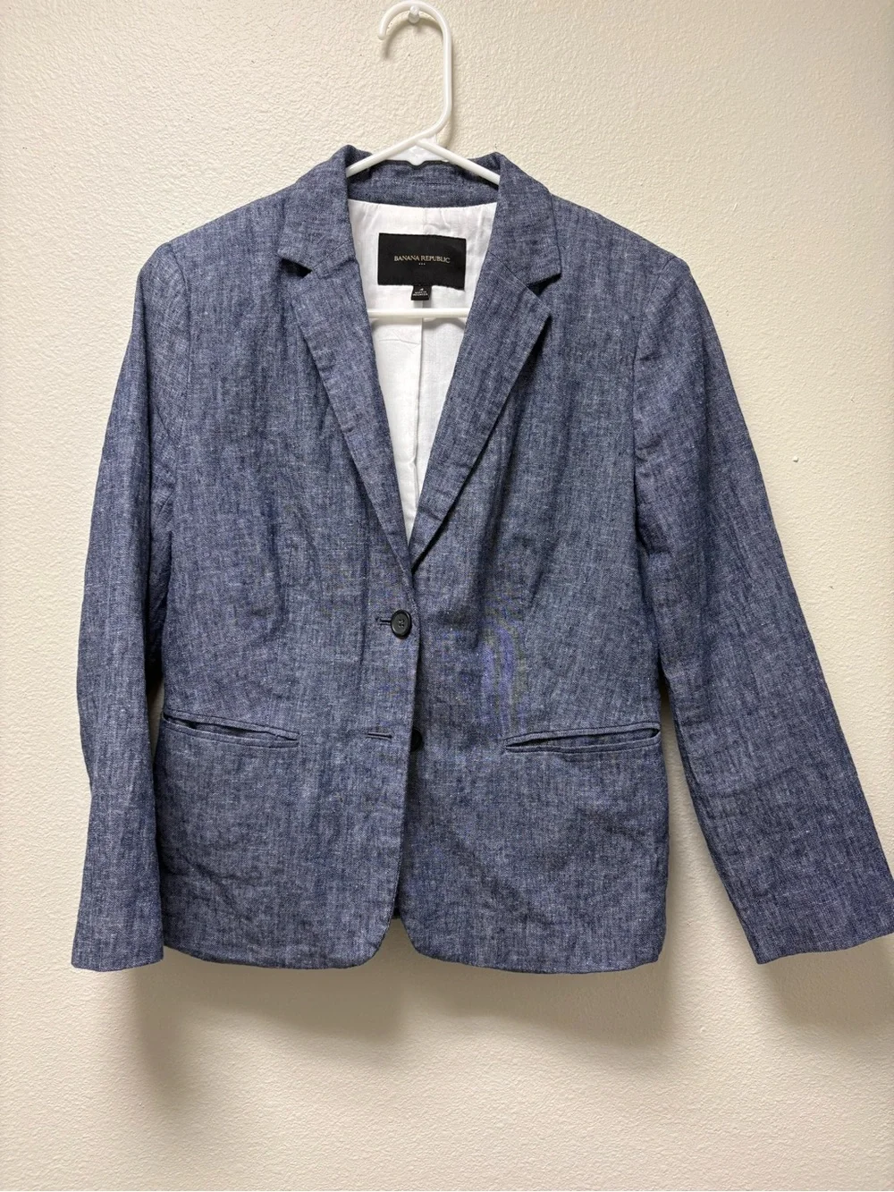 Womens Size 4 Classic Banana Republic Blue Jean Blazer Jacket Casual or Work