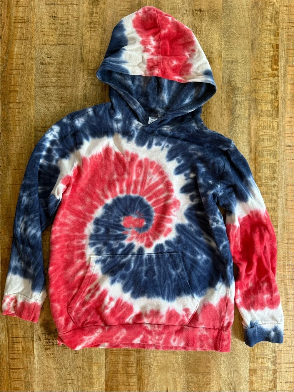 Kids USA Red White Blue Tie Dye Hoodie Youth XL 14-16 Patriotic Pullover