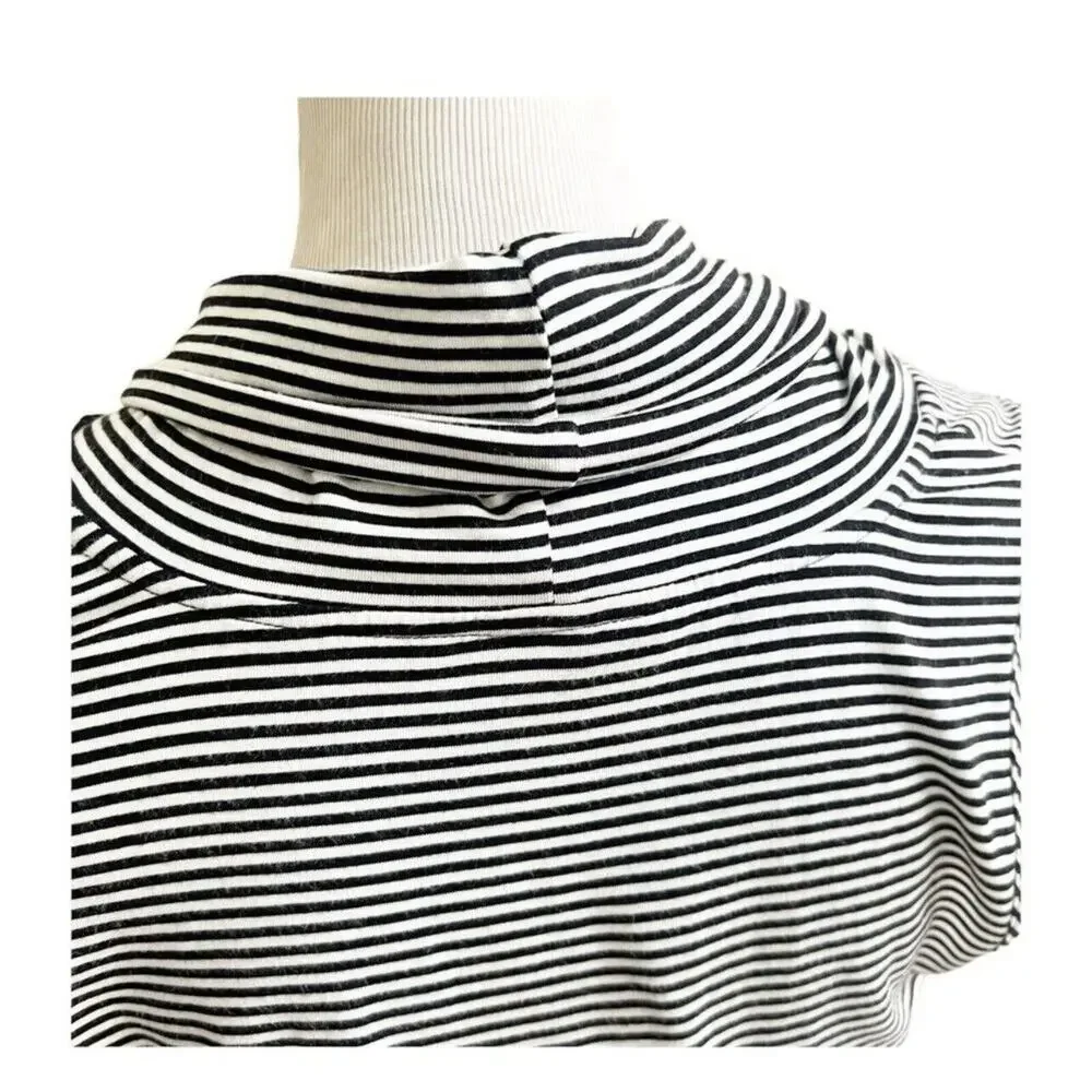 Anthropologie Striped Cowl Neck Mini Dress in Gray and White