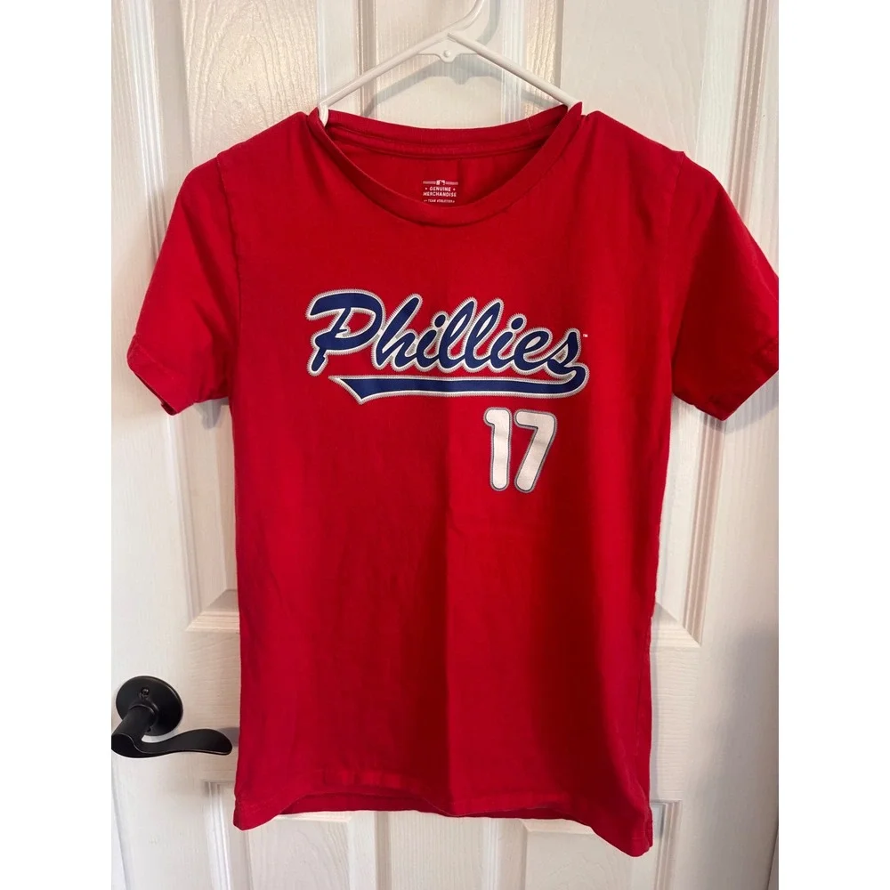 Rhys Hoskins #17 Philadelphia Phillies Youth XL 16/18 Red MLB T Shirt