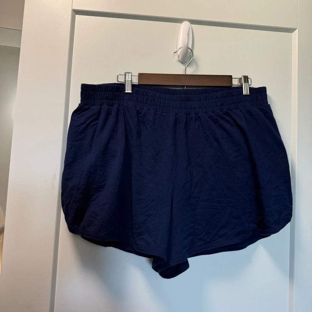 Land's End Women's Navy Blue Cotton Modal Lined Boyshorts Pull On Casual‎ Shorts