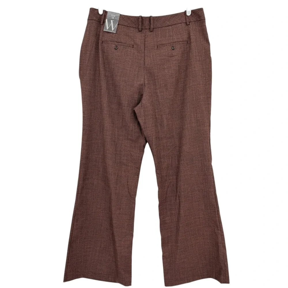 Worthington Women's High-Rise Modern Fit Stretch Rust Black Trousers Size 18 NWT