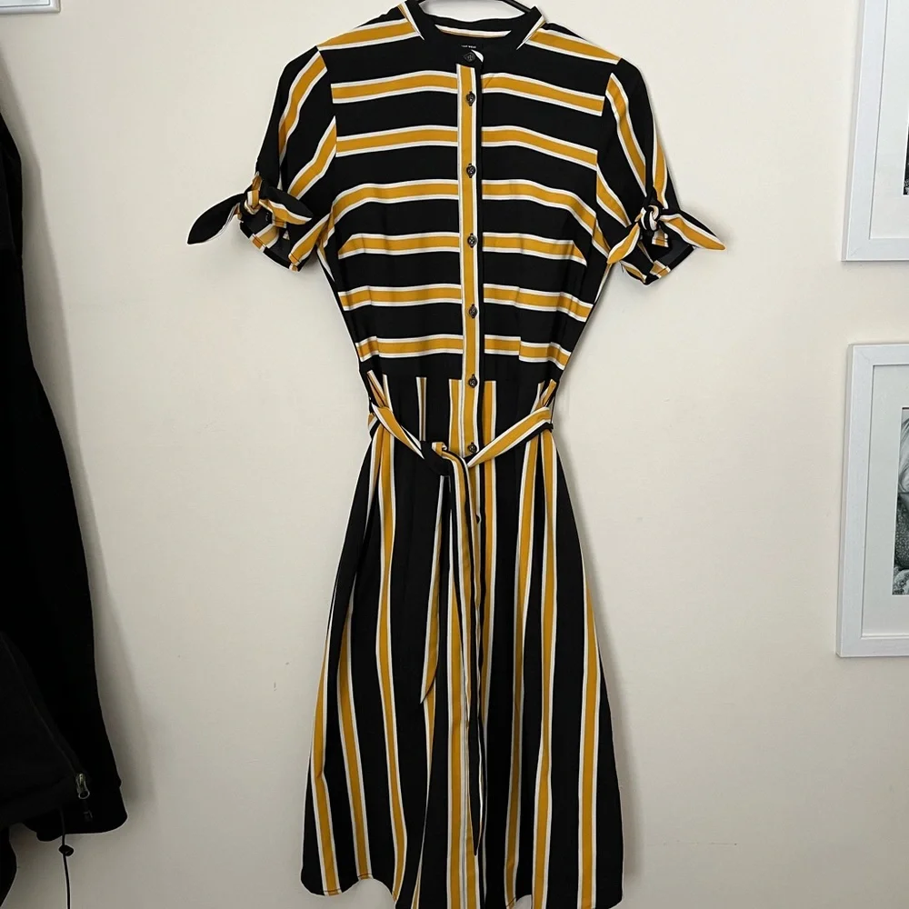 Who What Wear Striped Midi Dress Yellow Black Size XS