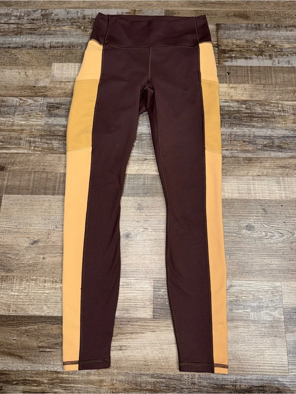 Fabletics PowerHold On-The-Go High Waisted Leggings Small Brown Colorblock