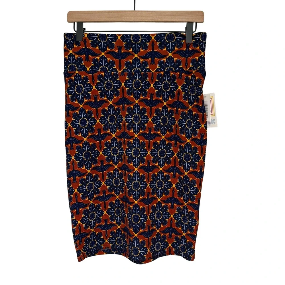 LuLaRoe Cassie Skirt Women's Small Floral Geometric Fitted Knit‎ Pencil