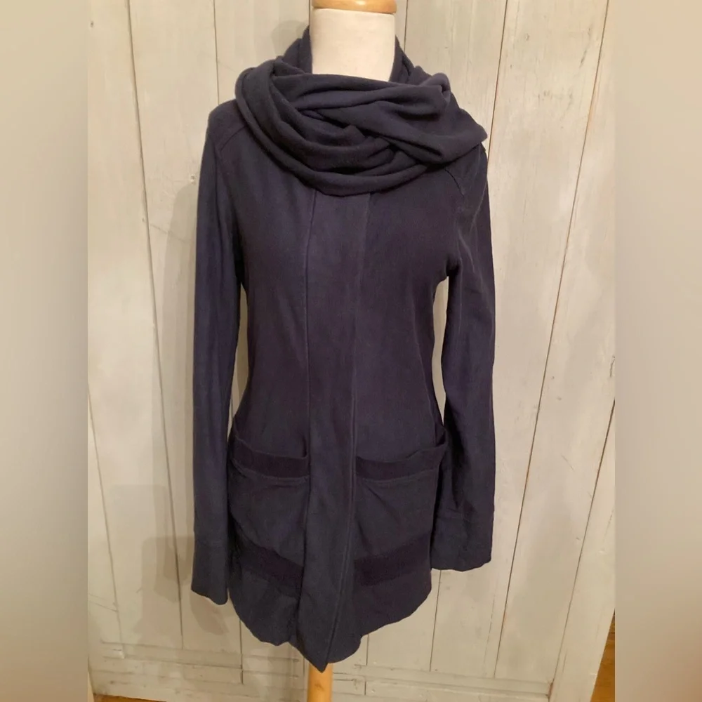 Beyond Yoga Scarf Sweater Fleece Jacket Navy Blue Organic Cotton Size‎ M