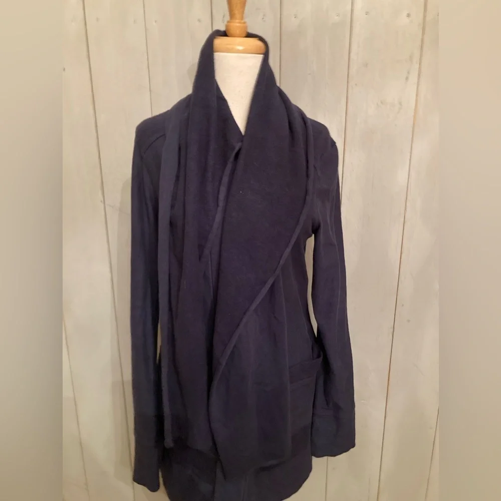 Beyond Yoga Scarf Sweater Fleece Jacket Navy Blue Organic Cotton Size‎ M