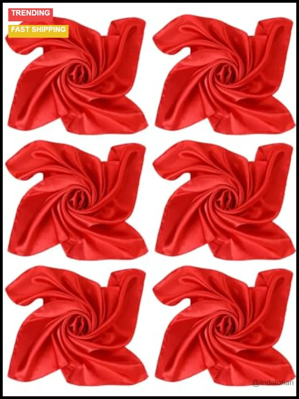 6 Pack Chiffon Square Scarves Vintage Soft Polyester Head Neck Scarf