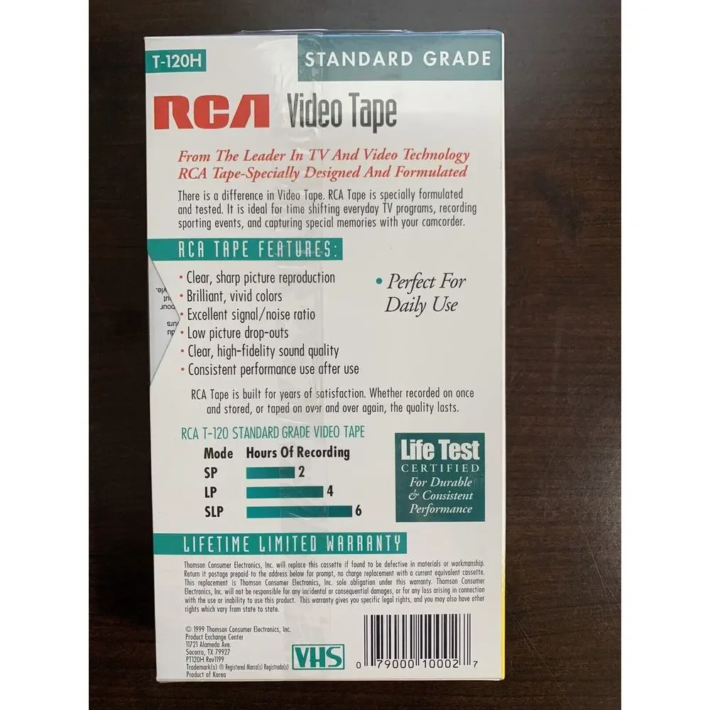 RCA T-120H Standard Grade 6-Hour VHS Blank Empty VCR Video Tape - New Sealed‎