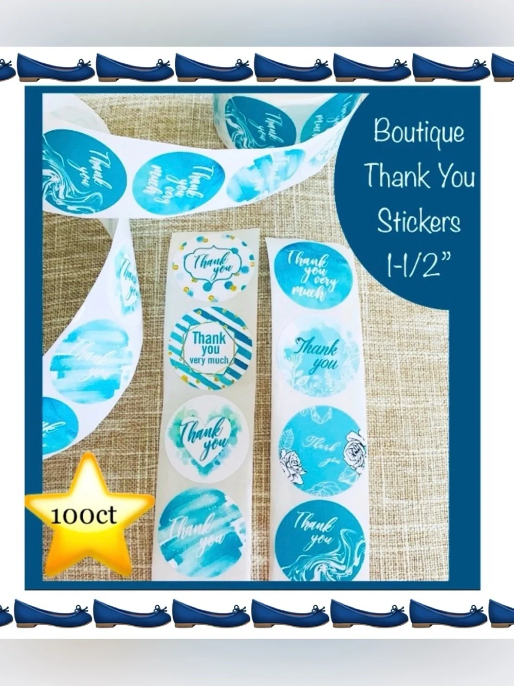 100 ~1.5” Thank You Boutique Stickers 🌟🆕🌟 2 For $15(Bundle & Save)