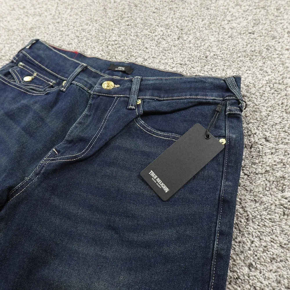 NEW True Religion Jeans Mens 32X32 Blue Denim‎ Pants Geno Relaxed Slim Straight