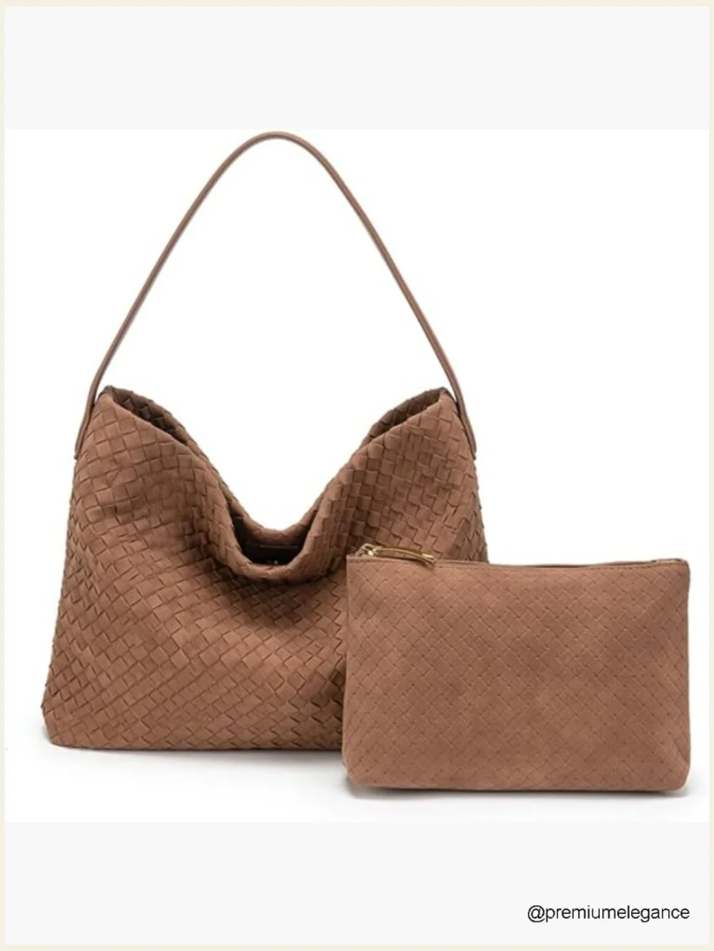 Woven Faux Suede Hobo Bag Shoulder Handbag Crossbody Work Travel Purse