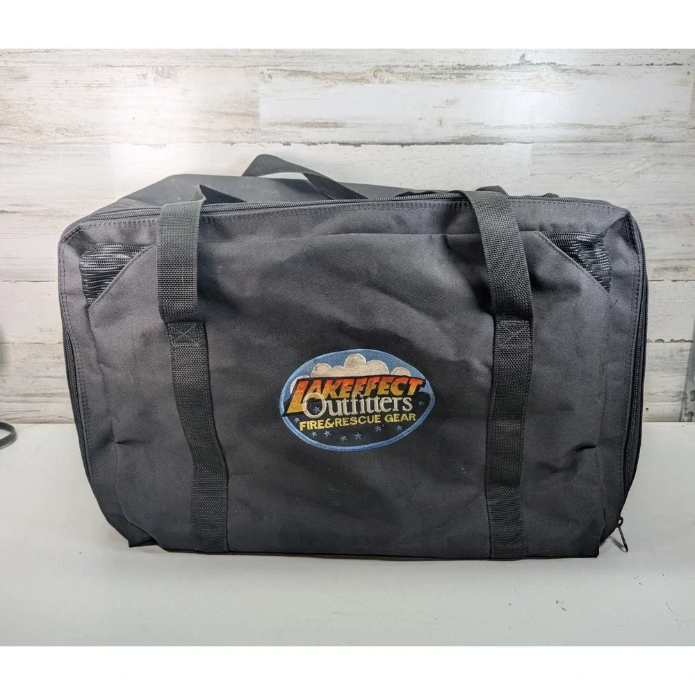 Lakeeffect Outfitters Fire & Rescue Gear Bag Black Heavy Duty Canvas Duffel Larg