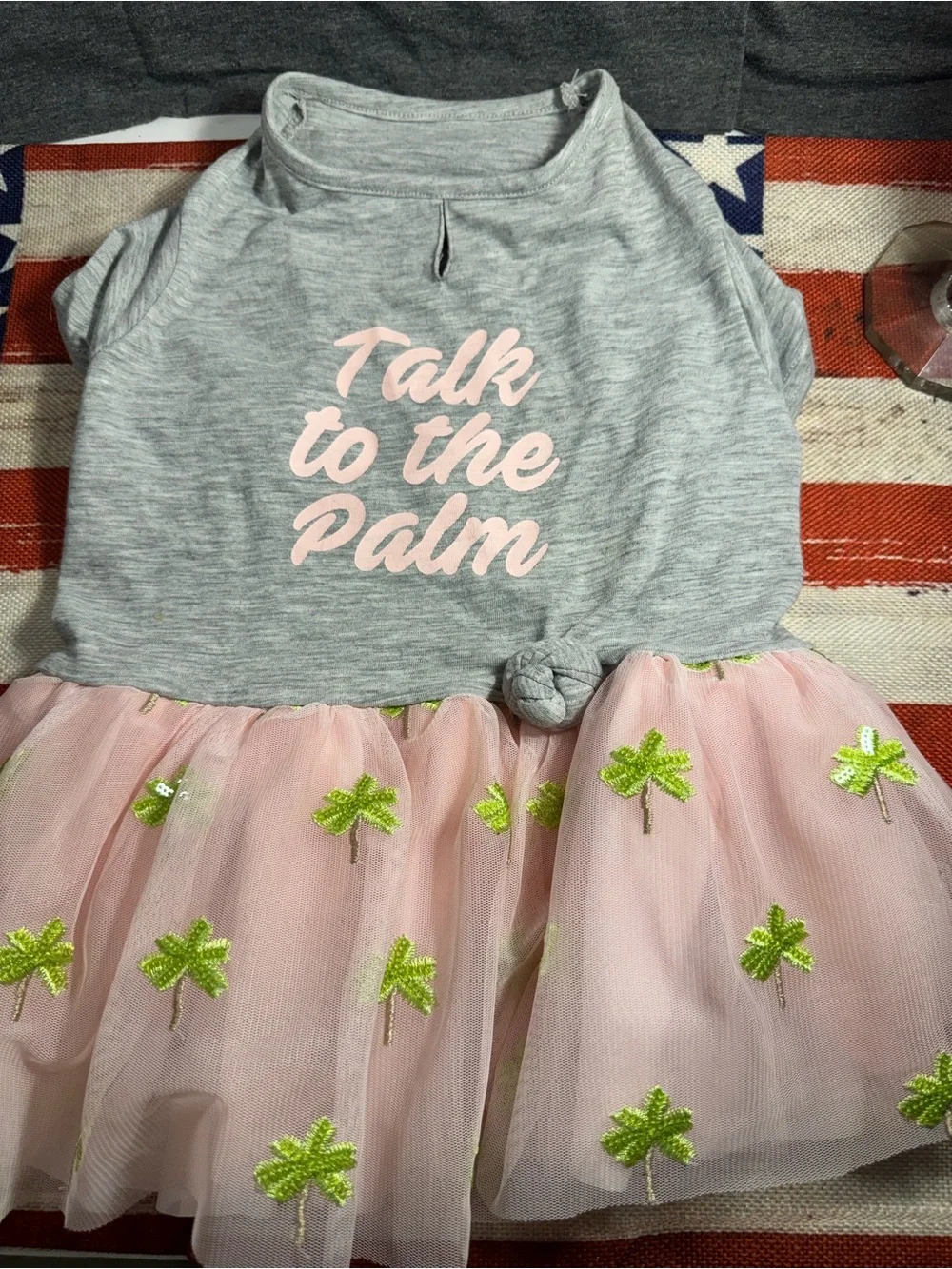 Talk to the Palm Gray & Pink Palm Tree Tutu Dog Dress