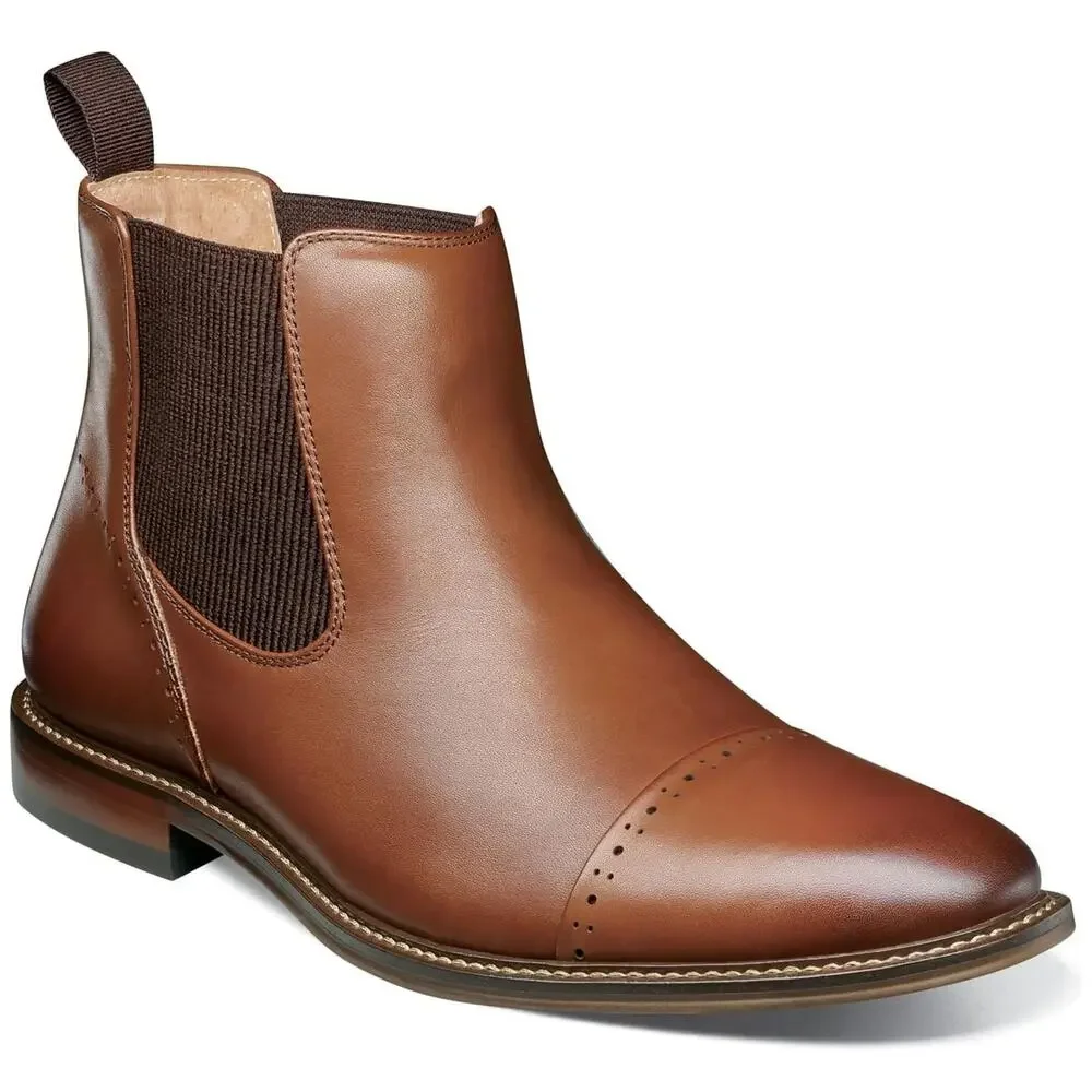 Stacy Adams Men Maury Slip On Cap Toe Chelsea Boots Size US 9M Chocolate Brown