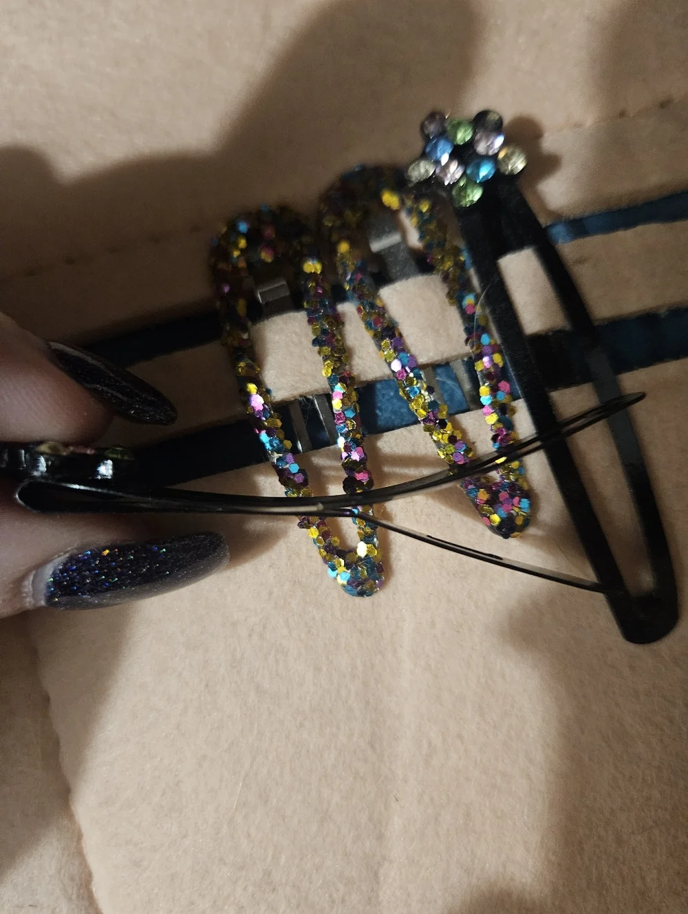 Sparkly Multi-Color Rhinestone Hair Clips Set Of 4