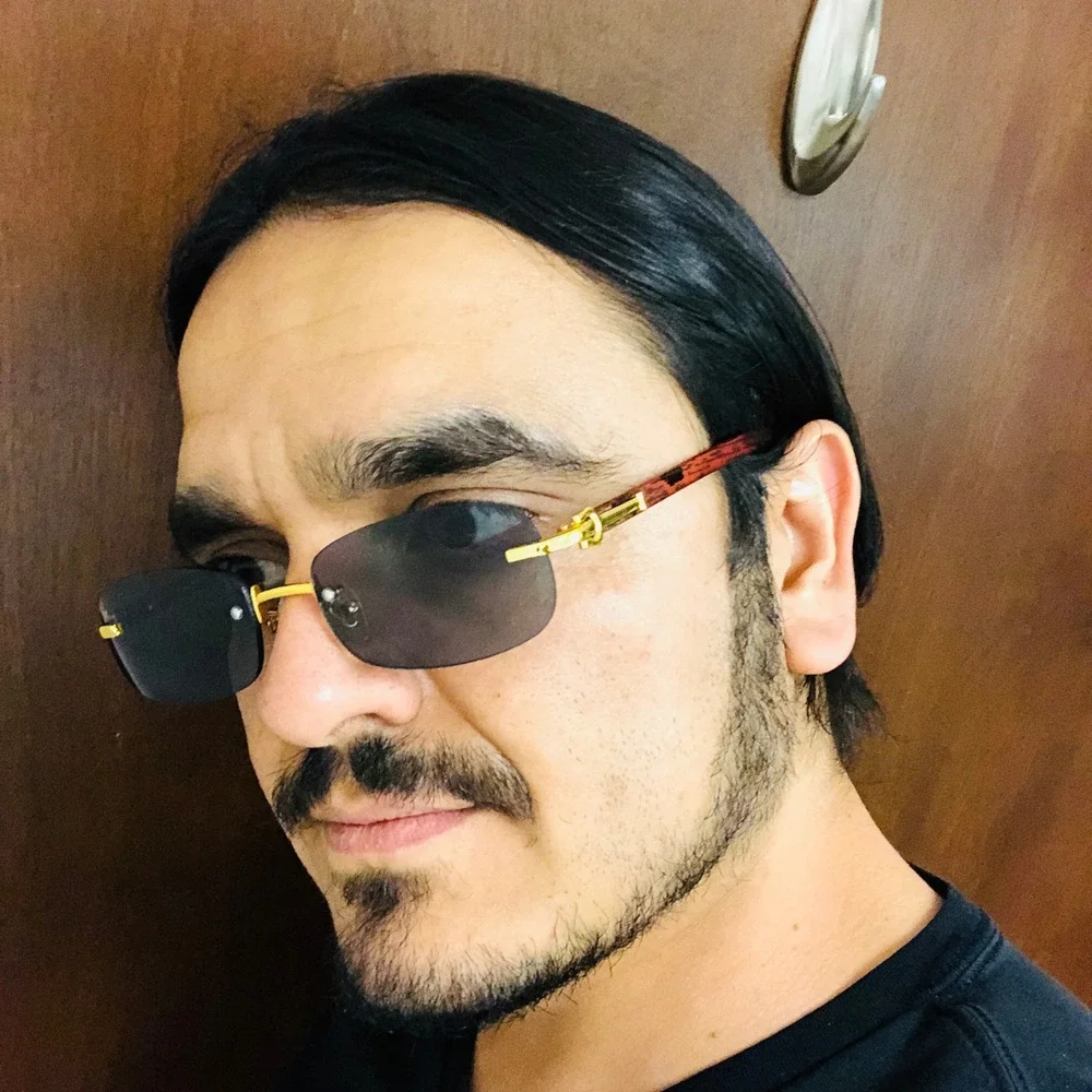 Men Sunglasses Small Framless Elegant‎ UV400 Outdoor Rapper Gangs Style Trendy