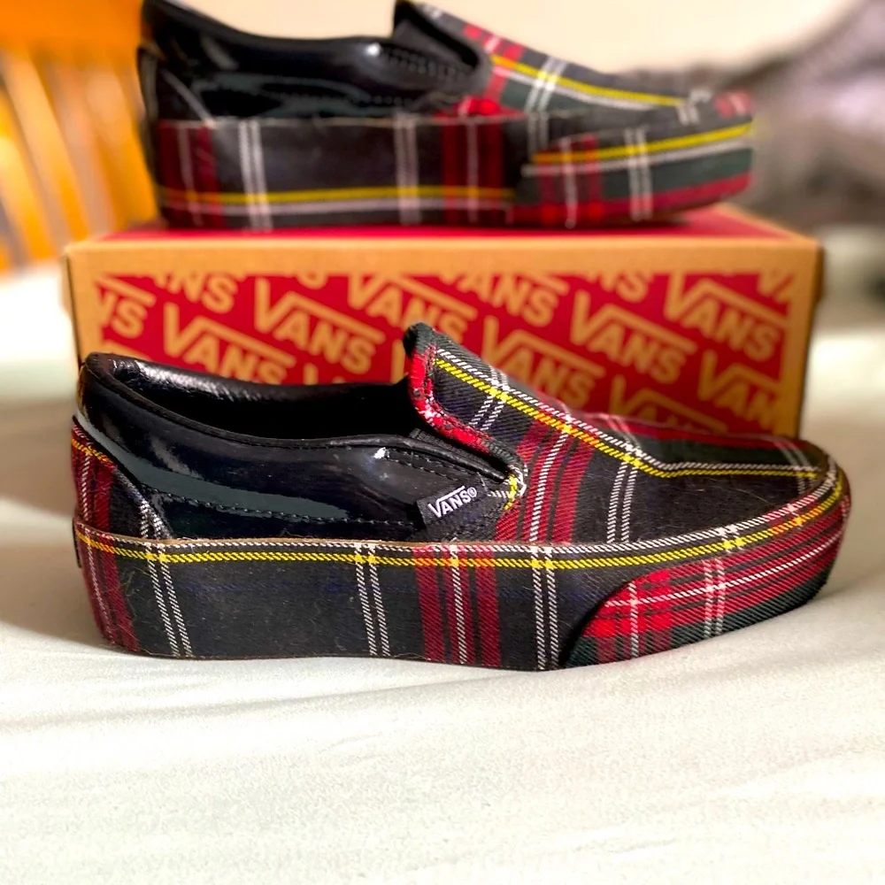 Vans Plaid Platform Slip-On in Red, Black & Yellow