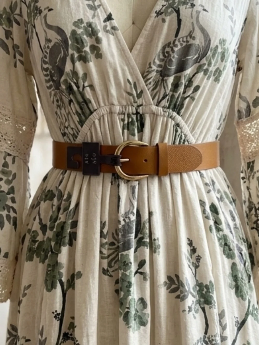 Ava & Viv Tan Faux-Leather Waist Belt with Gold Buckle 55 Inches Long