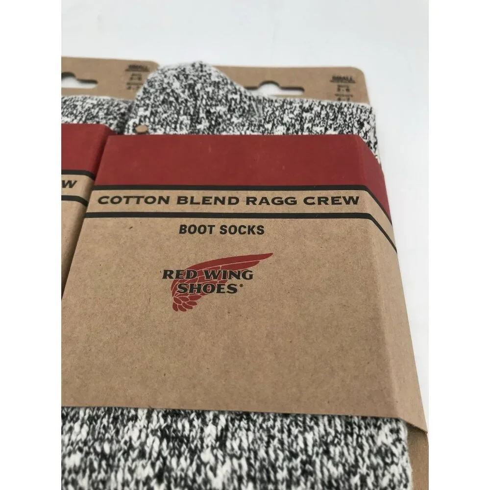 Red Wing Shoes Cotton Ragg Crew Socks Womens  Size 4-7 Men 3-6 Three Pairs Black