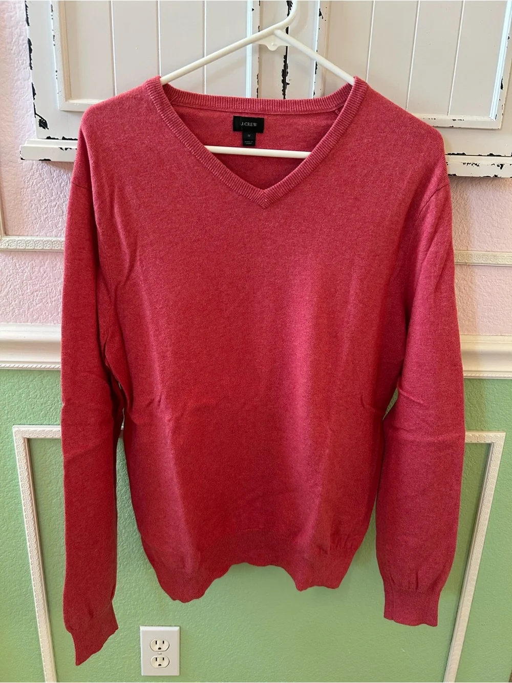 J. Crew Men’s V-Neck Sweater Red Long Sleeve Sz Medium