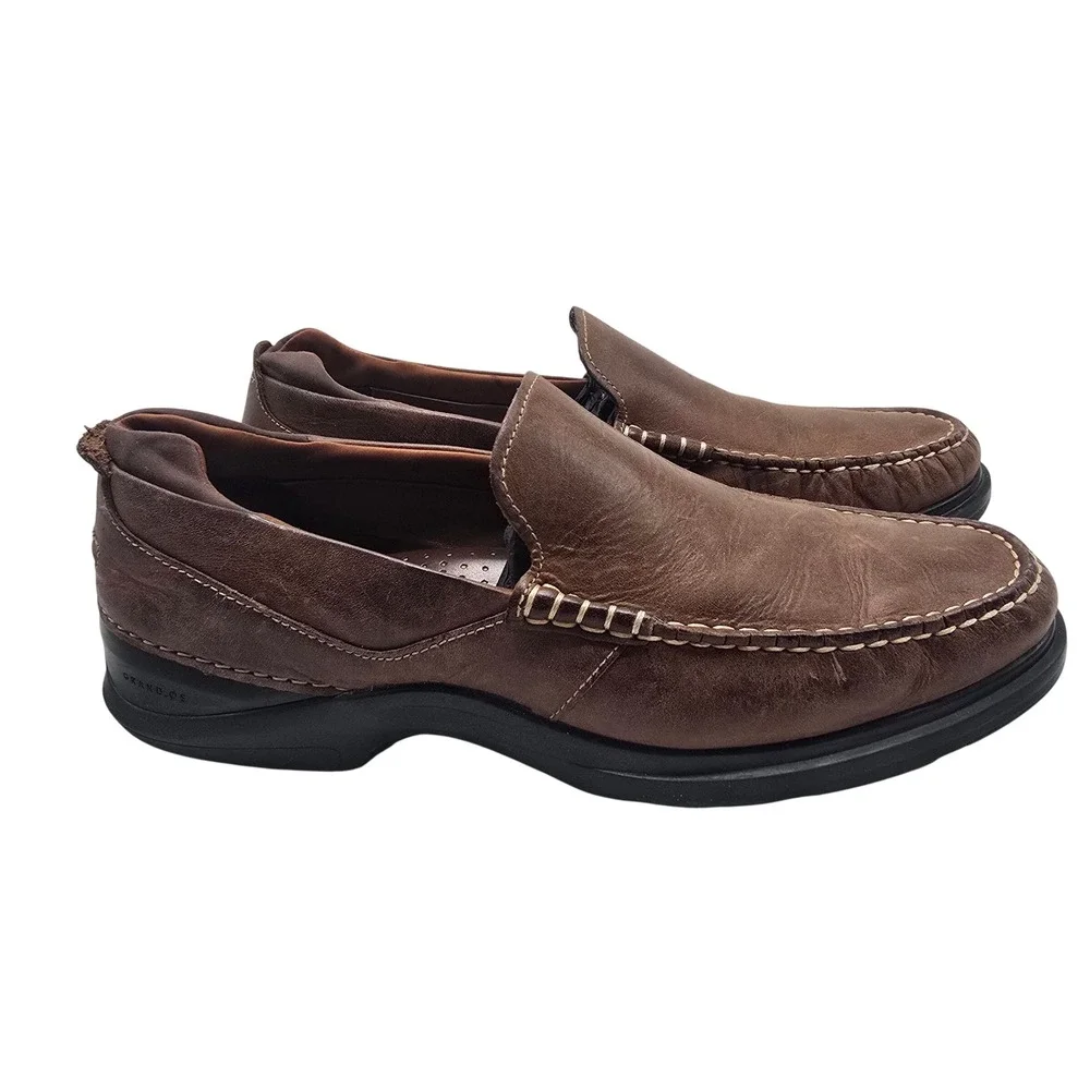 Cole Haan Grand‎ OS Loafers Mens 10M Brown Leather Moc Toe Slip On Casual Preppy
