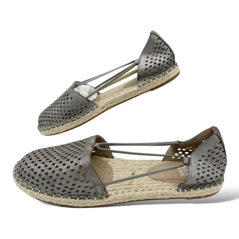 Eileen Fisher Metallic Mica Lee 2‎ D’Orsay Espadrille Flat Sandal Shoe 9.5