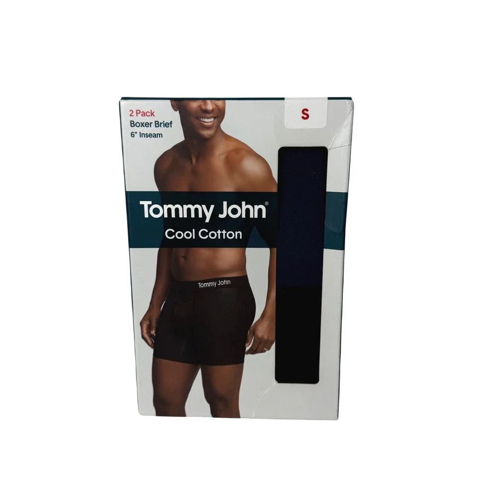 Tommy John‎ Boxer Briefs Mens S Cool Cotton 2pk Navy Black 6