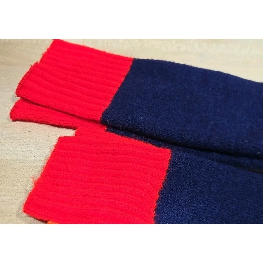 Vintage Men's Wool Boot Socks Lot of‎ 2 Pairs Blue & Red Colorblock NOS