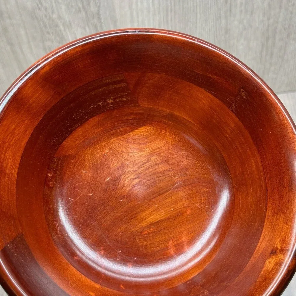 Mountain Woods Vintage Set of 5 Siamese Teak Wooden Salad Bowl Handcrafted Brown