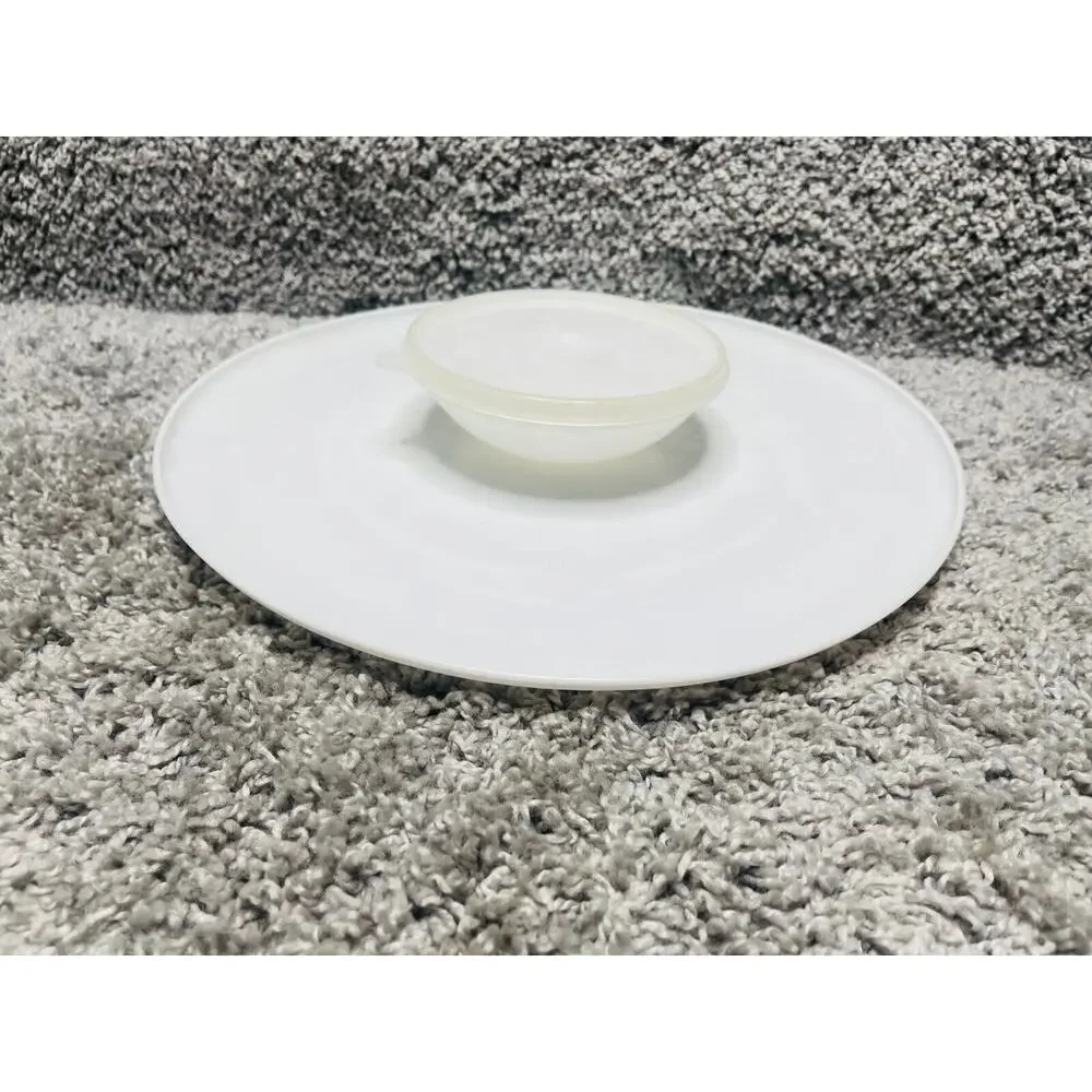 Vintage Tupperware White Chip Dip And Serve Tray Bowl With Lid