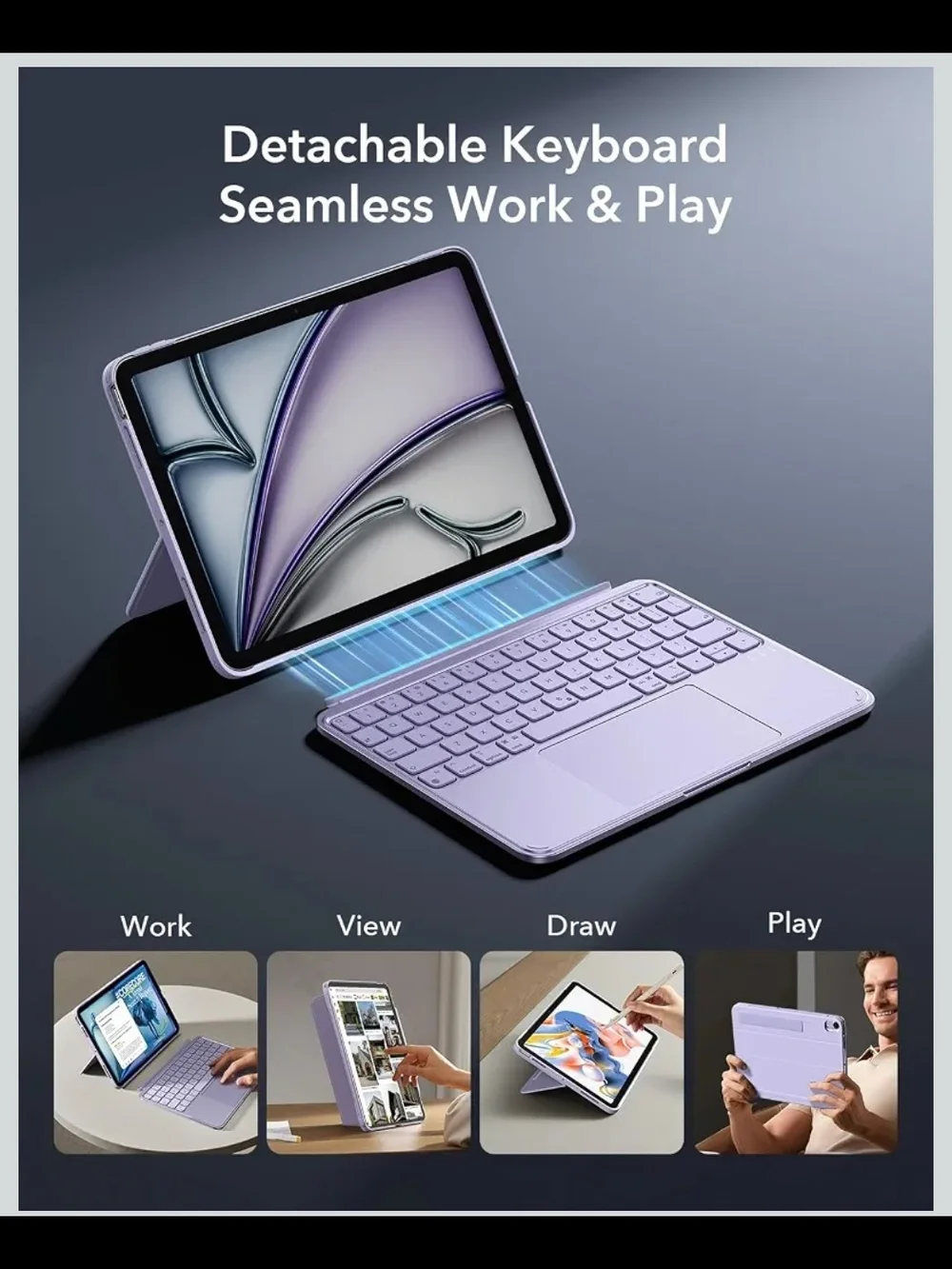 ESR iPad Air 11 Keyboard Case M4 M3 M2 Air 4 5 Magnetic Trackpad Purple 2026