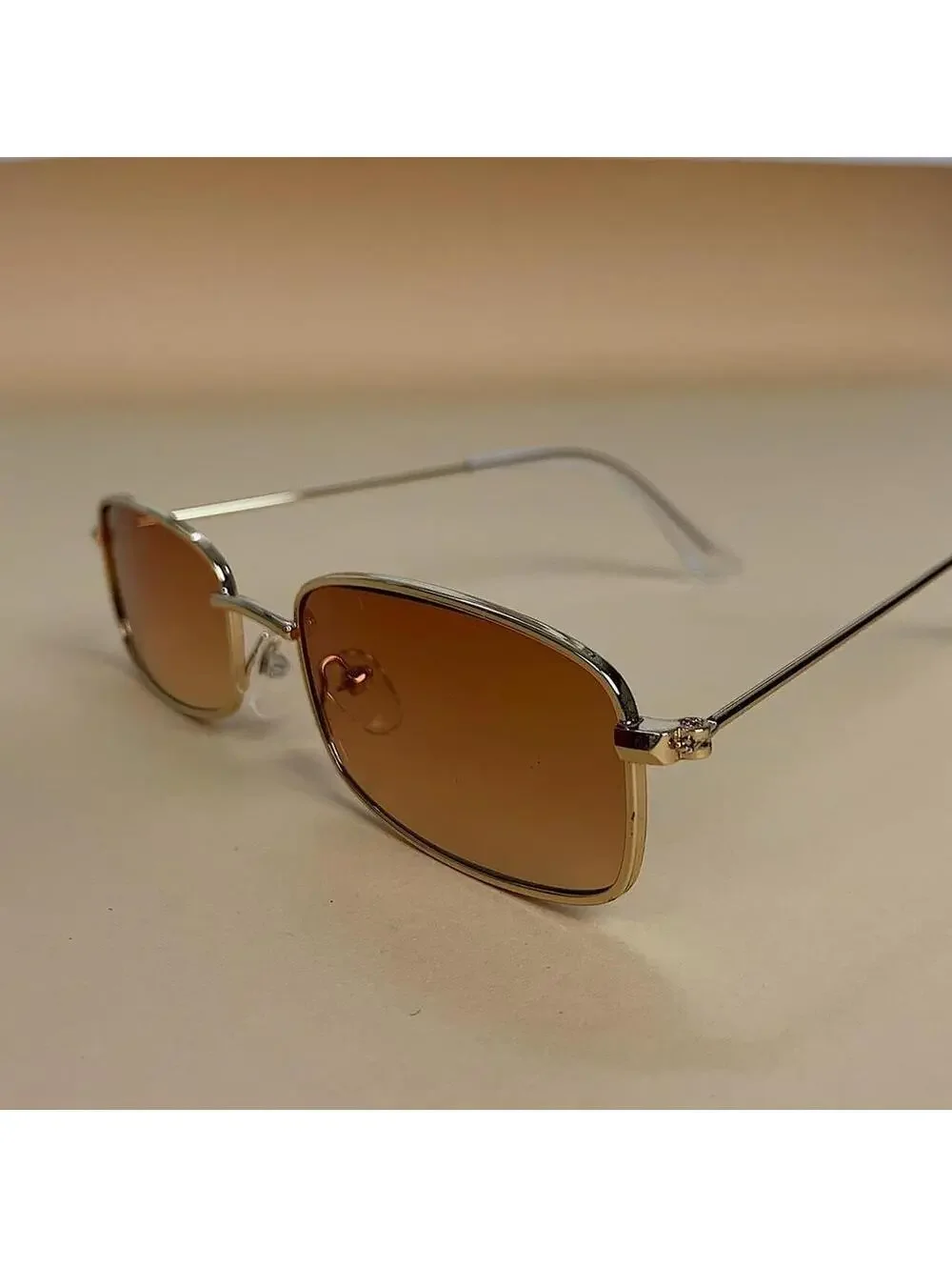 Y2k 2000s vintage brown and gold unique slim style silver mirror lense