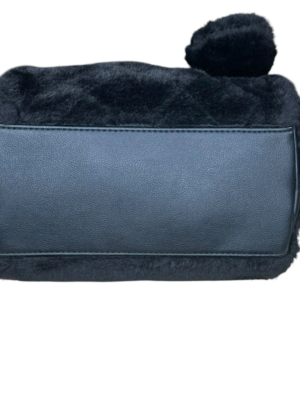 Juicy Couture Let's Get Cozy Black Faux Fur Satchel Purse Heart Logo No Flaws