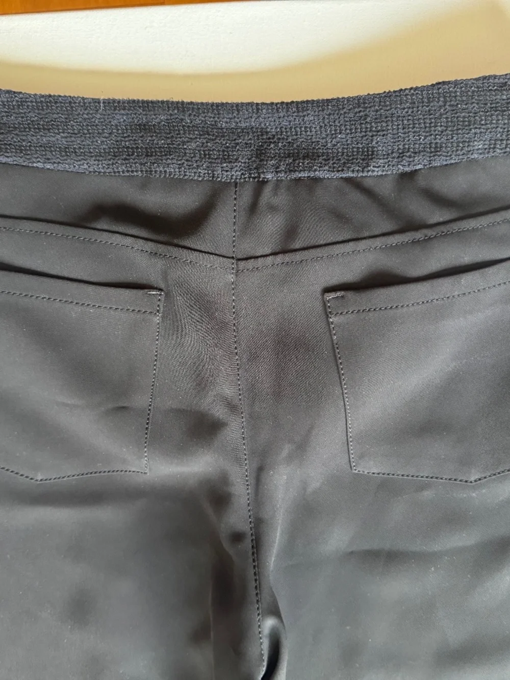 CHANEL Uniform Black Knit Waist Pants Women's Size 44 Straight Slit Leg