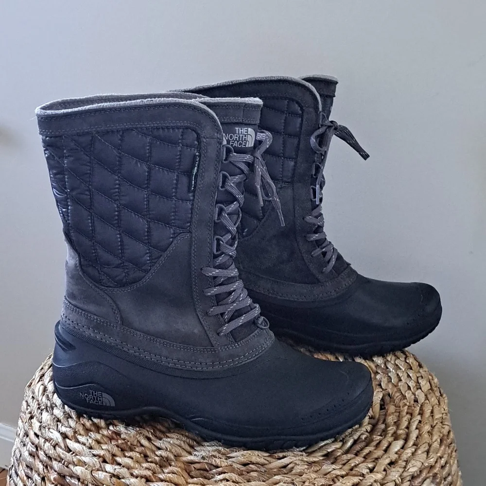 The North Face Womens‎ Thermoball Black/Grey Winter Boot Waterproof Insulated 10