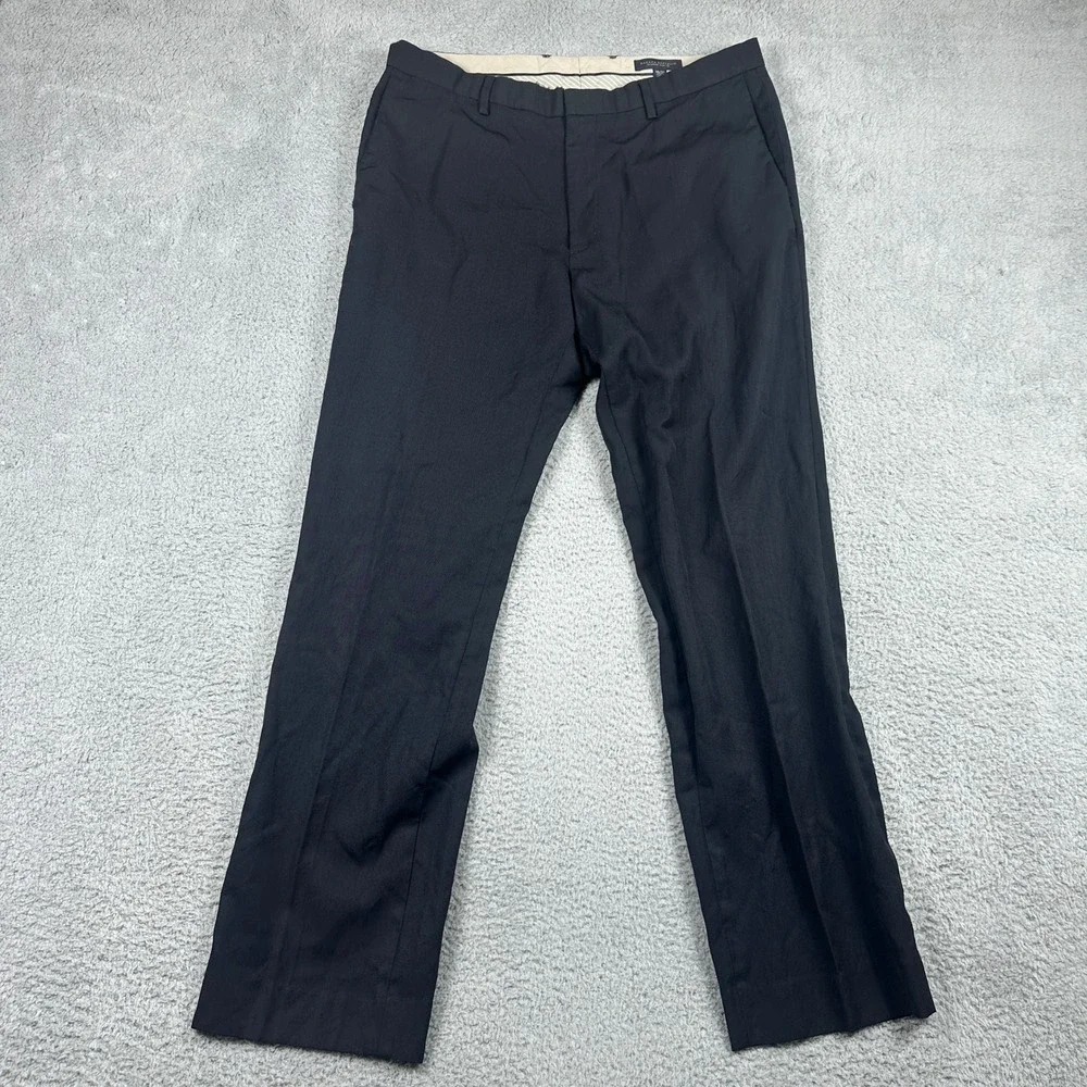 Banana Republic Tailored Slim Fit Dress Pants Mens 36x34 (Fits 34x32) Black Wool