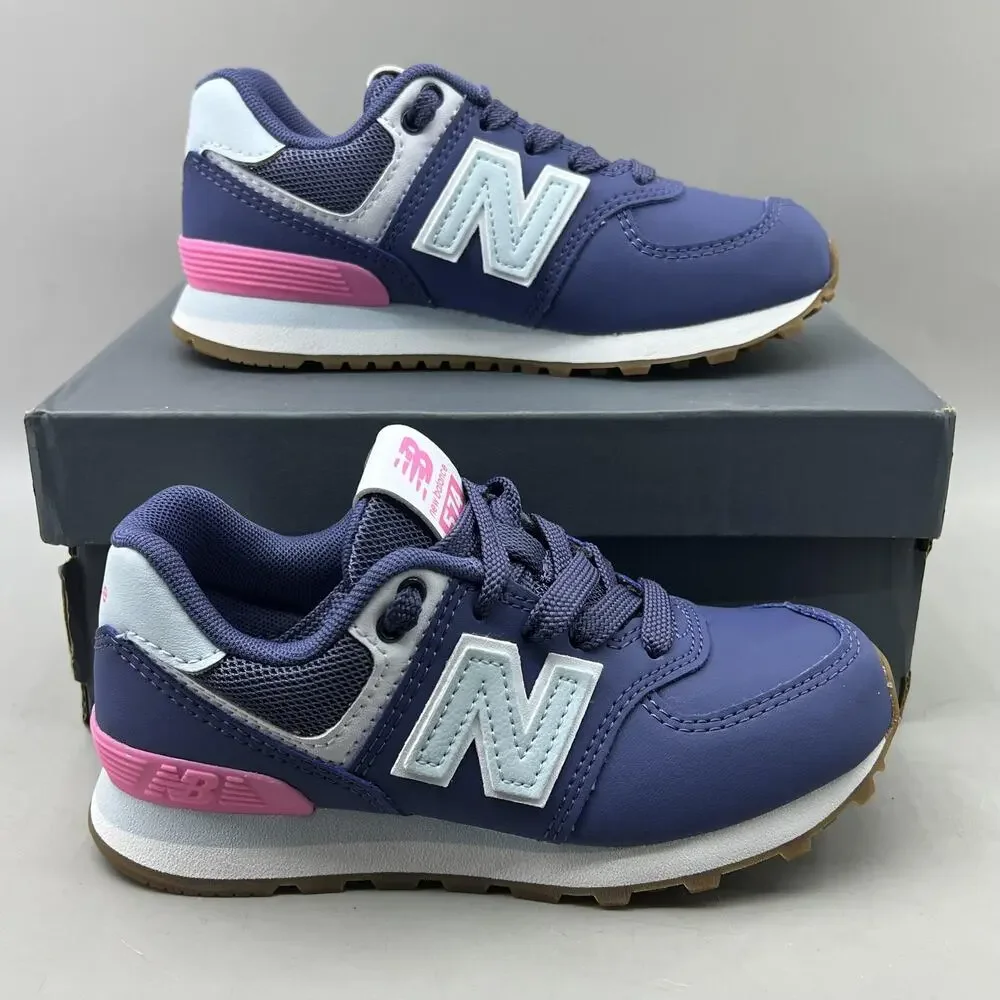 New Balance 574 Shoes Kids Size 12 US Blue Pink Running Comfort Low Sneakers