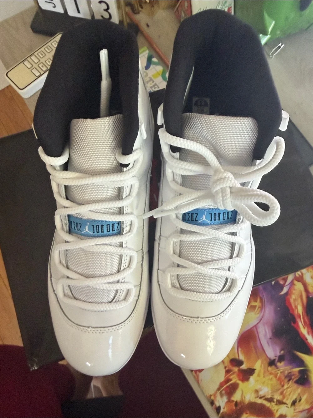 White Jordan 11 MID TD Football Cleats