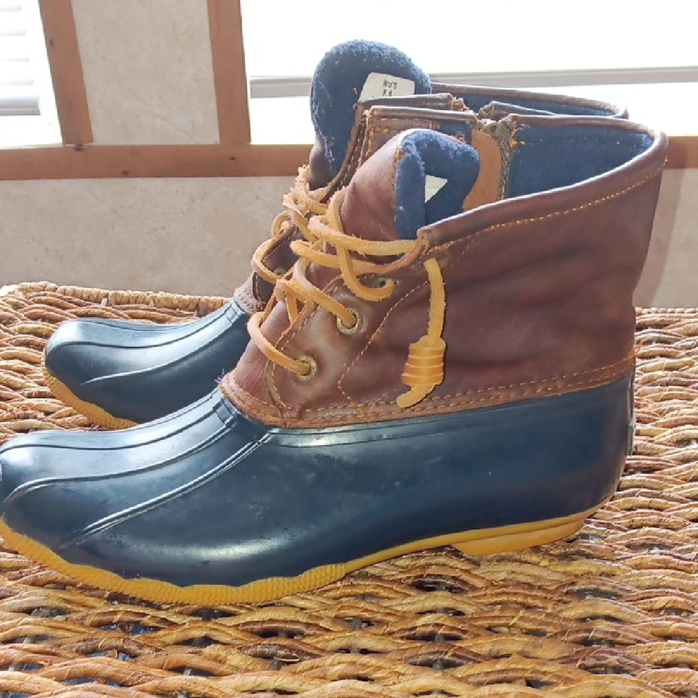 Brown and Blue Sperry Boots