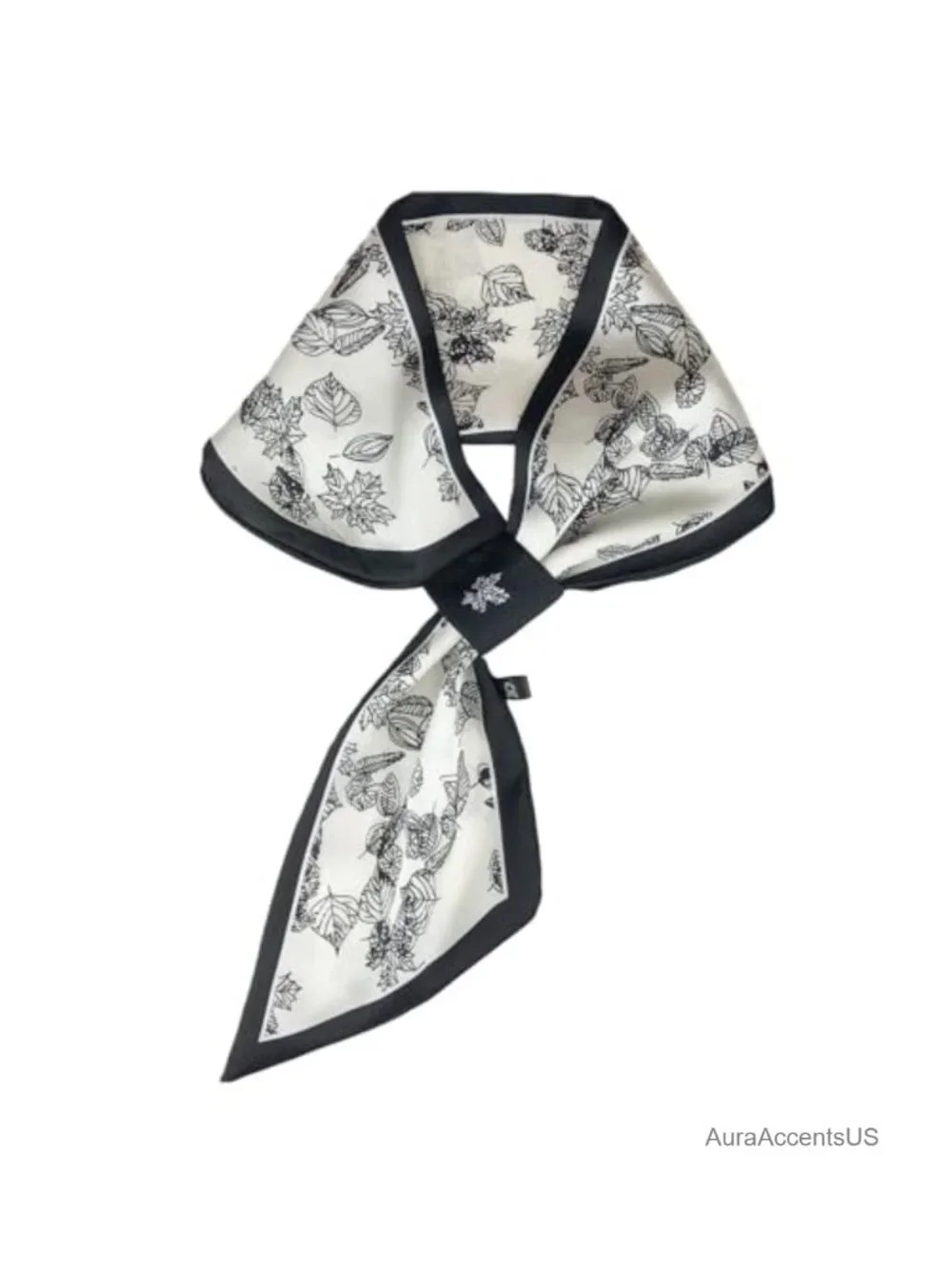 Silk Feeling Polyester Scarf with Floral Pattern