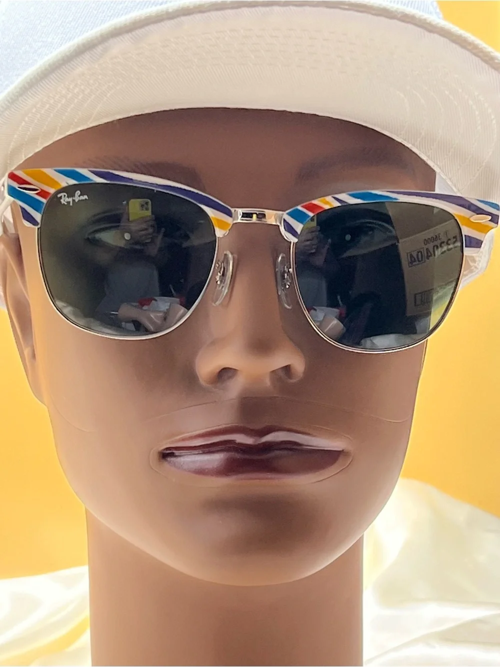 Ray-Ban Men’s Clubmaster Sunglasses with Multicolor Stripe Trim