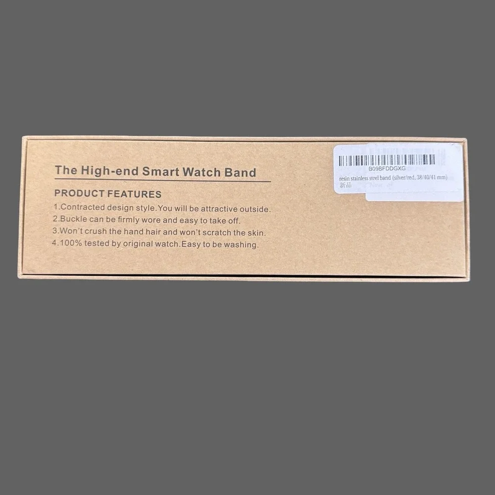 Stainless Steel Resin Smart Watch Band 38 40 41mm Silver Red‎ Apple Link Strap