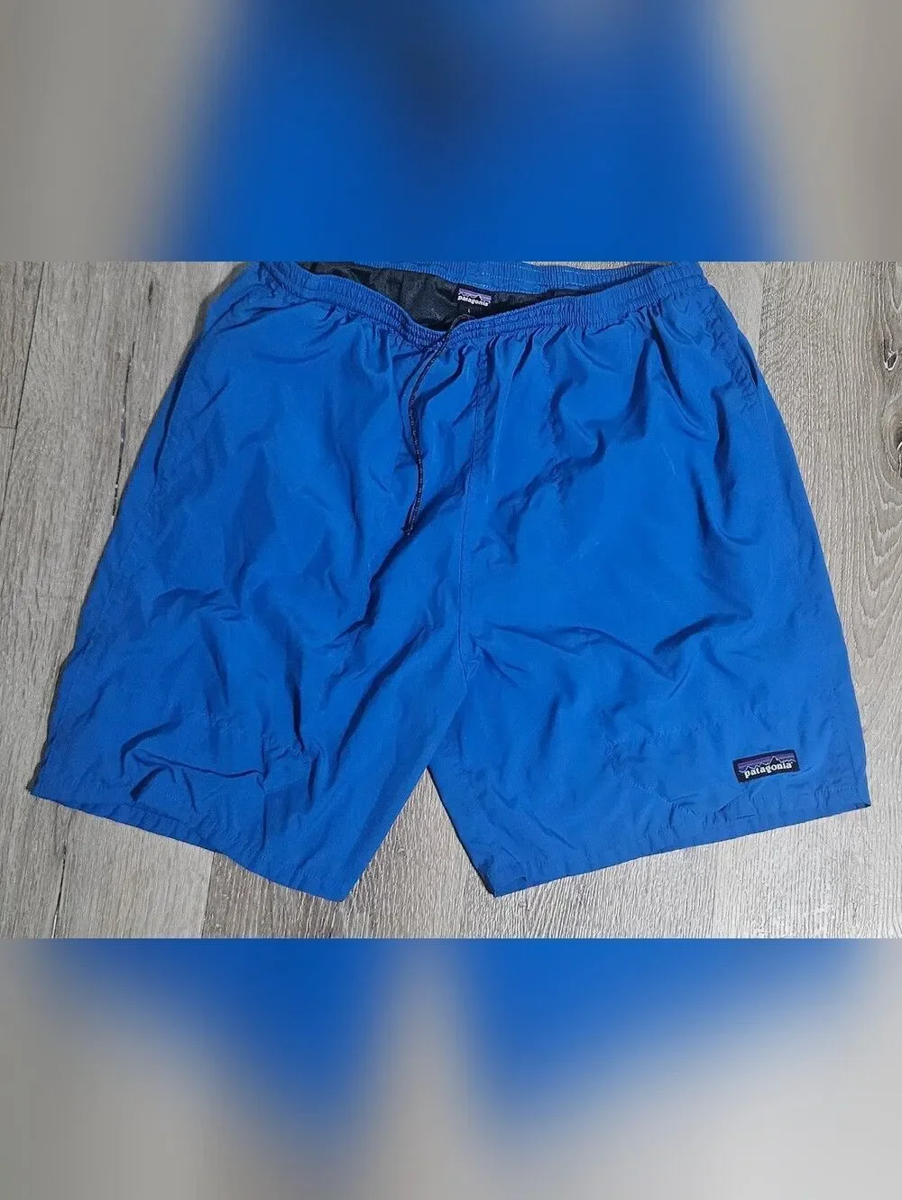 Patagonia Baggies Swim Trunks Mens size M Blue Drawstring Mesh Lined