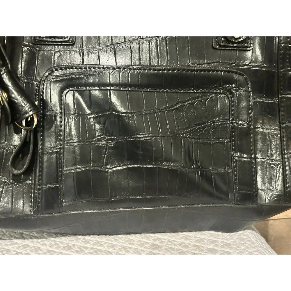 LIZ CLAIBORNE BLACK Faux‎ ALLIGATOR HANDBAG Office Work BAG (15X11) School TOTE