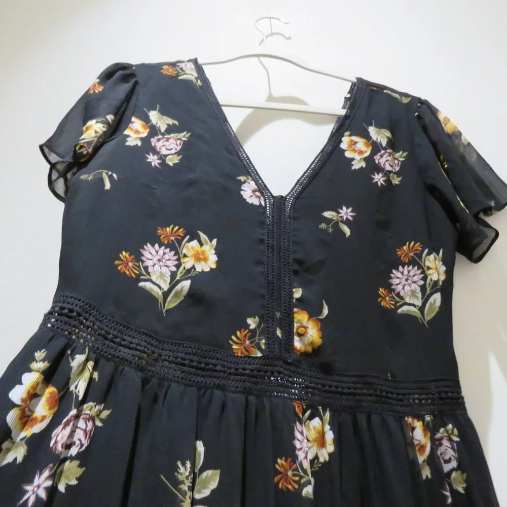 Abercrombie & Fitch Black Floral Maxi Dress