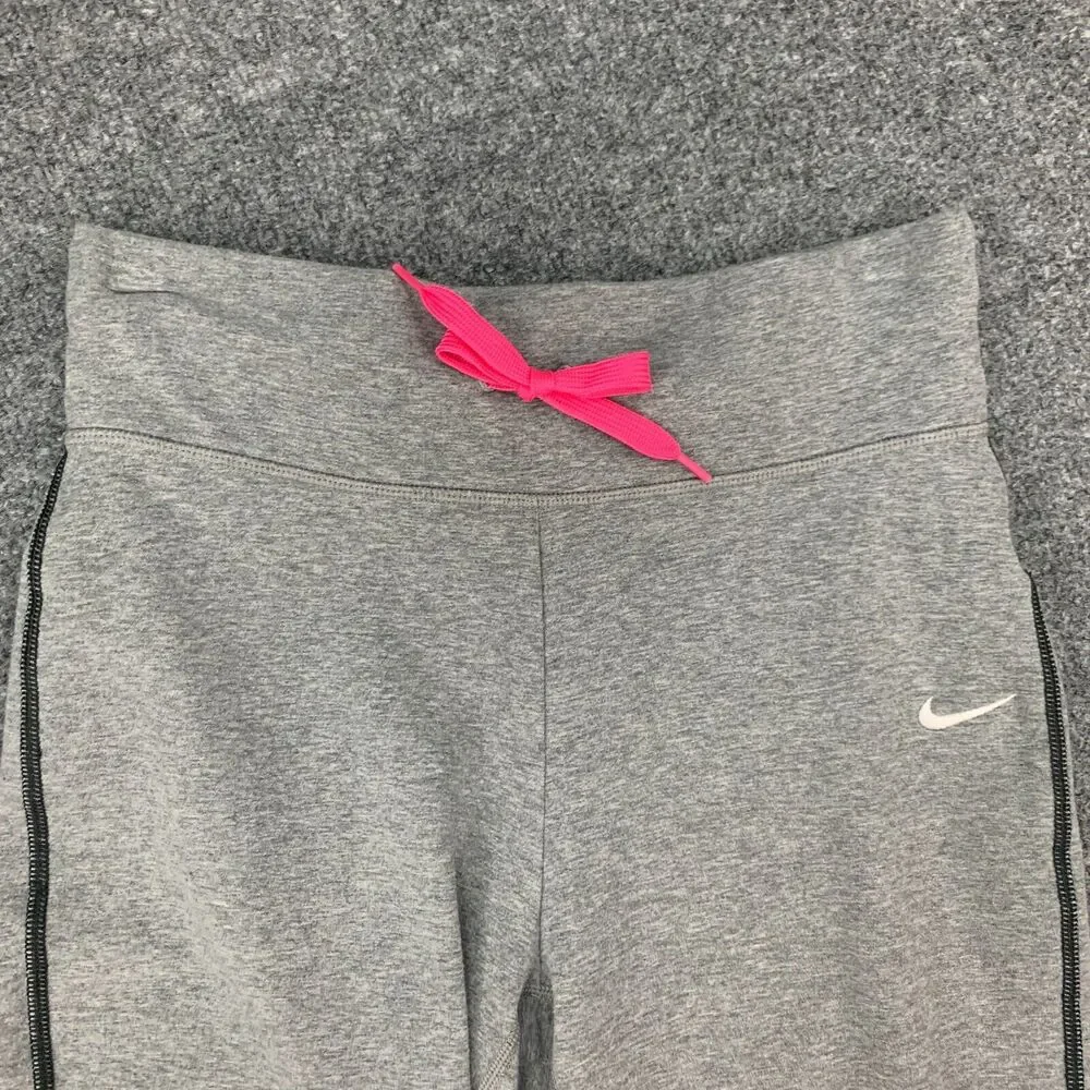Nike Capri Sweatpants Girls L Large Gray Dri Fit Victory Cotton Nylon Blend Pant